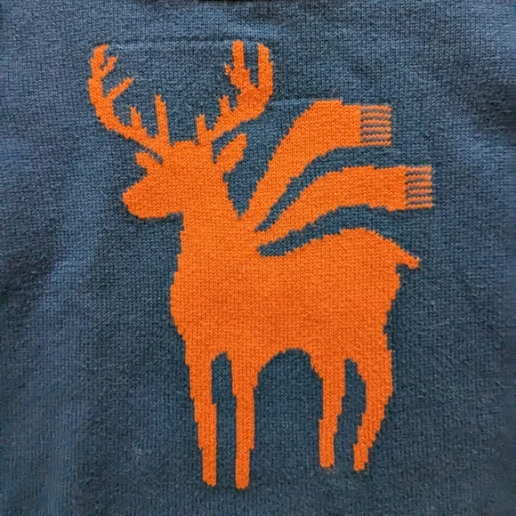 Tommy Hilfiger Crewneck Knit Sweater Winter Novelty Navy Unisex Blue & Rust 3T - Picture 3 of 7